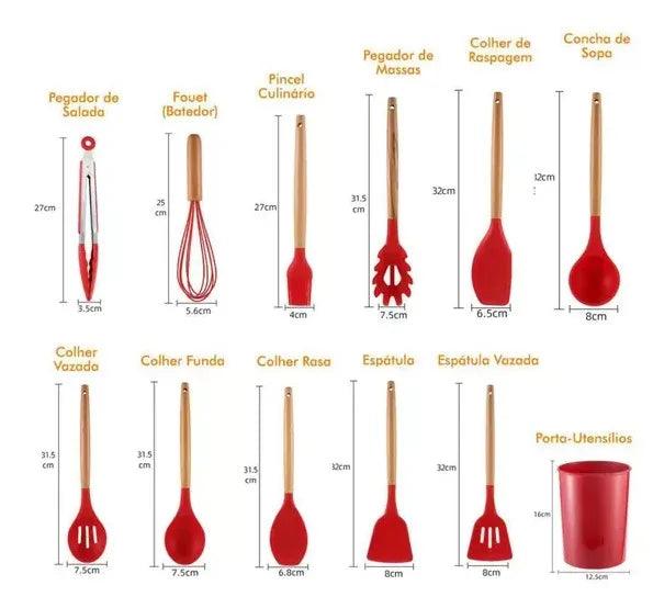 Kit Jogo 12 Peças Utensílios de Cozinha Silicone - CompraSuave