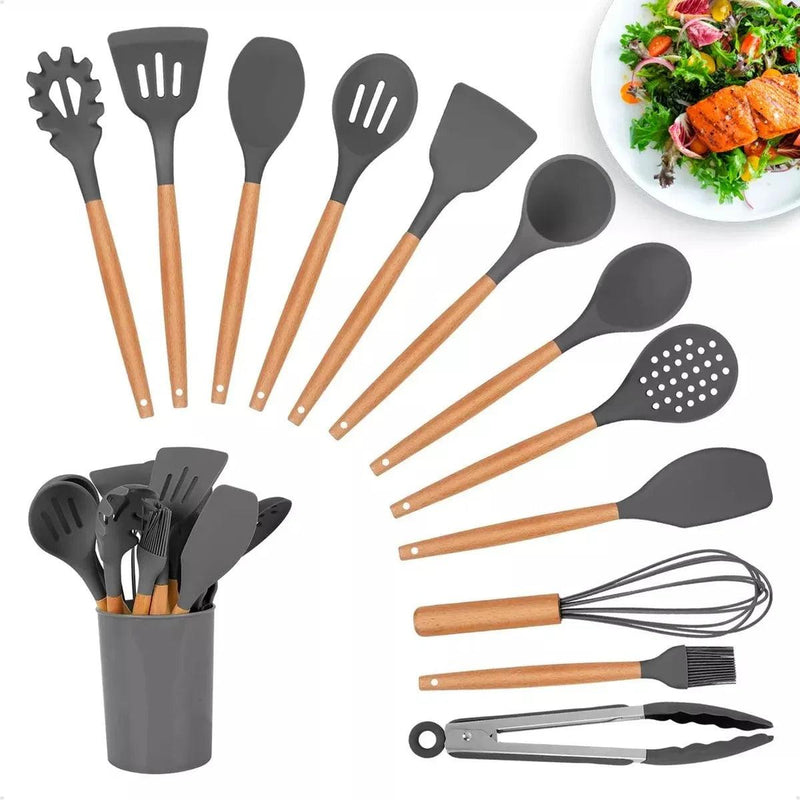 Kit Jogo 12 Peças Utensílios de Cozinha Silicone - CompraSuave