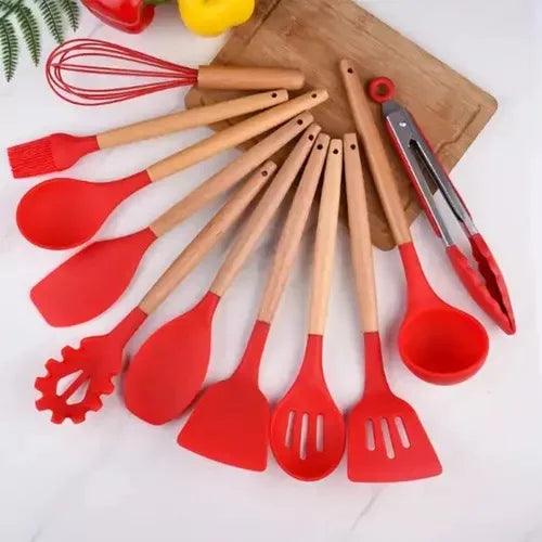 Kit Jogo 12 Peças Utensílios de Cozinha Silicone - CompraSuave